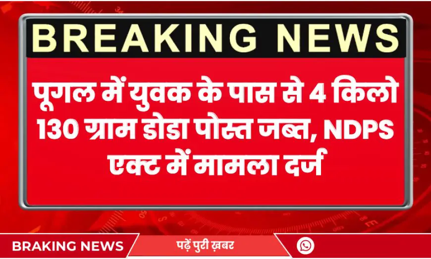 Pugal News: पूगल में युवक के पास से 4 किलो 130 ग्राम डोडा पोस्त जब्त, NDPS एक्ट में मामला दर्ज