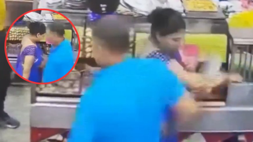 Viral Video: मिठाई की दुकान के बाहर महिला से छेड़छाड़, CCTV में कैद हुआ वीडियो — लोगों ने आरोपी को सरेआम पीटा