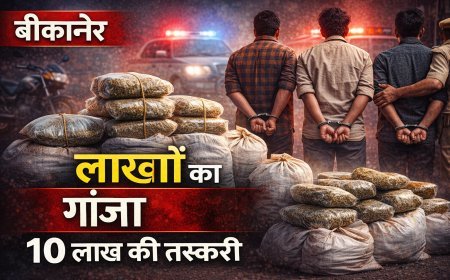 बीकानेर में 10 लाख का गांजा पकड़ा गया, 3 तस्कर गिरफ्तार — बाइक समेत बड़ा खुलासा