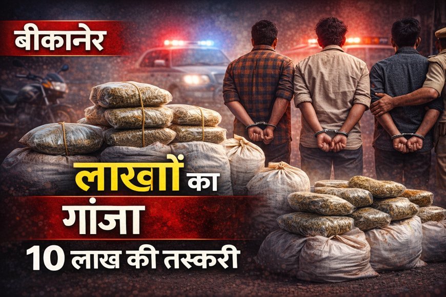 बीकानेर में 10 लाख का गांजा पकड़ा गया, 3 तस्कर गिरफ्तार — बाइक समेत बड़ा खुलासा