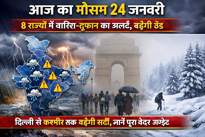 आज का मौसम 24 जनवरी: 8 राज्यों में बारिश-तूफान का अलर्ट, बढ़ेगी ठंड
