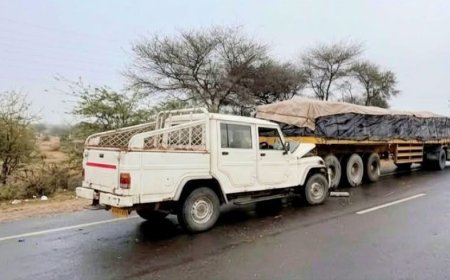 Bikaner News: जामसर में सड़क हादसा, कैंपर ट्रेलर से टकराई; दो घायल, पीबीएम रेफर