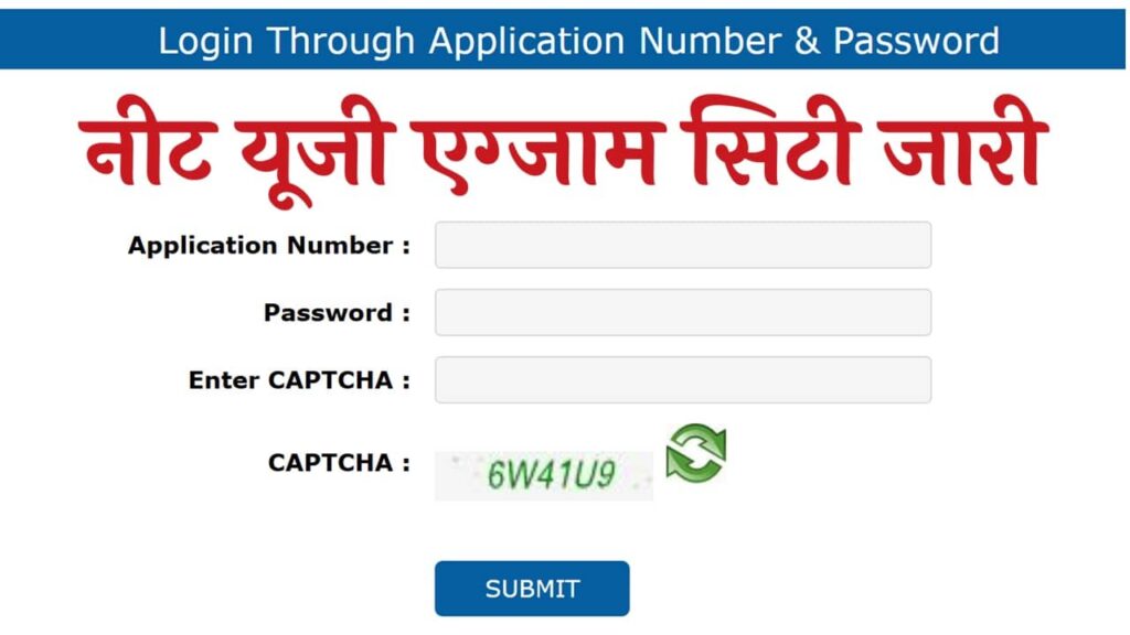 NEET UG Exam City 2025