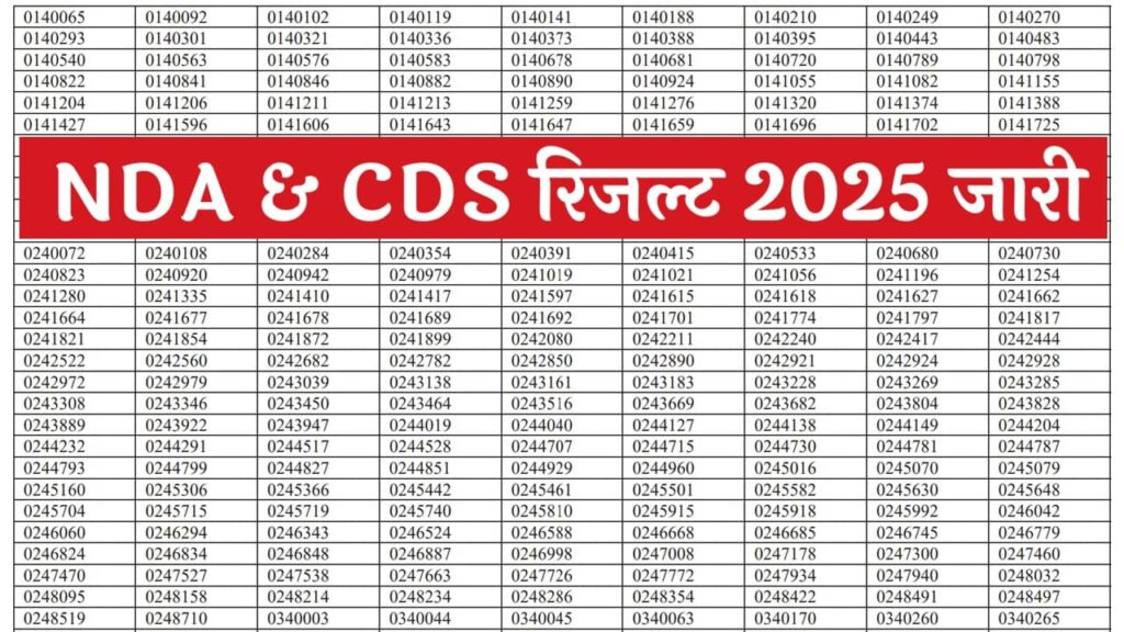 UPSC NDA CDS Result 2025