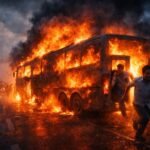 बीकानेर में बड़ा हादसा टला: स्लीपर बस जलकर खाक, इमरजेंसी गेट से बचीं 40 जिंदगियां